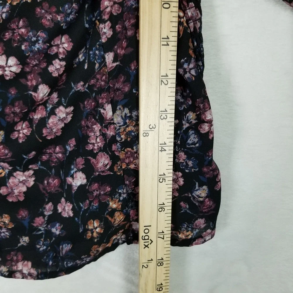 Abercrombie & Fitch Blouse Womens Small Black Floral Smocked Square Neck Top